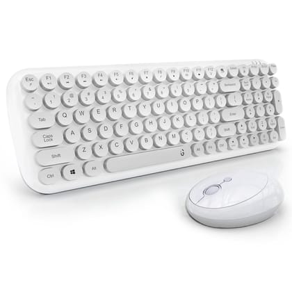 iGear KeyBee (iG-1114) Retro Typewriter Inspired 2.4GHz Wireless Keyboard with Mouse Combo- White
