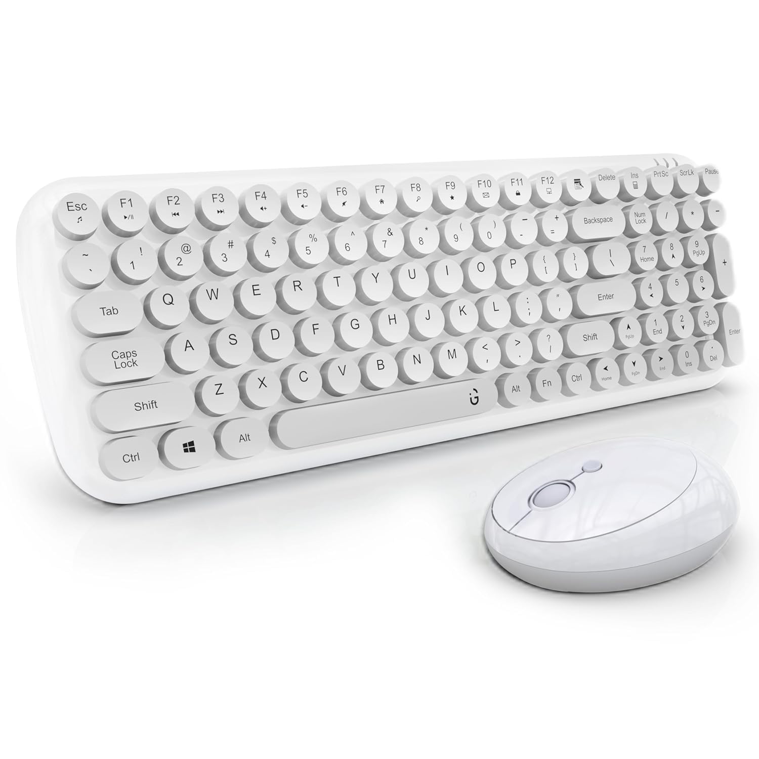 iGear KeyBee (iG-1114) Retro Typewriter Inspired 2.4GHz Wireless Keyboard with Mouse Combo- White