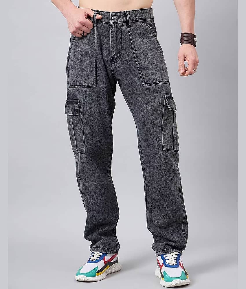 WOOMNY Acid Wash Men's Jeans - Grey ( Pack of 1 )