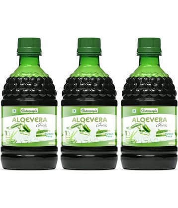 NUTROCOPIA Aloe Vera Juice | For Glowing Skin & Healthy Hair | Organic & Natural Juice Made With Cold Pressed Aloe Vera 400 ML - Pack of 3
