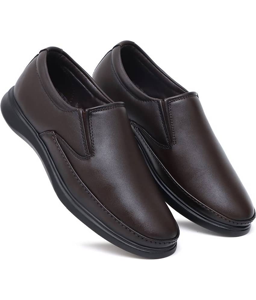 SHUAN Brown Men's Mocassin Formal Shoes