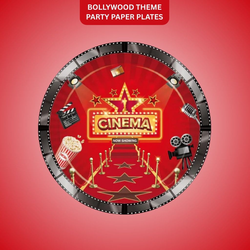 Bollywood Theme Party Paper Plates for Movie Nights - 9 inches - 10PC - Party and Festive Needs | Buy online on ZillyBuy