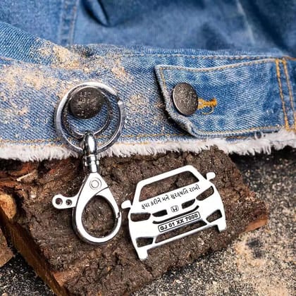 Honda Amaze Keychain-Front View / Silver