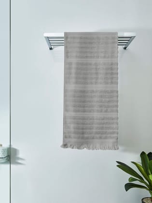 DDECOR - Ecosoft Collection 100% Cotton Bomboo Plains And Textures Pattern 500TC Bath Towel |75 CM X 150 CM| - Grey