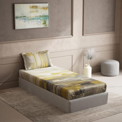 DDECOR - Cherish Collection 100% Cotton Abstract Pattern 150TC Single Bedsheet|152 CM X 224 CM| - Yellow