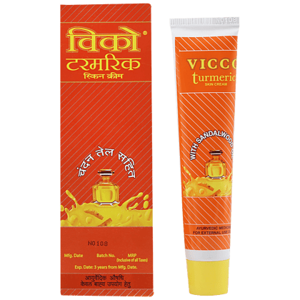 Vicco Turmeric Skin Cream With Sandalwood Oil - Ayurvedic Medicine, 30 g Tube