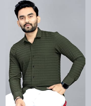 FABRIPPLE Poly Cotton Regular Fit Self Design Full Sleeves Men's Casual Shirt - Light Green ( Pack of 1 )