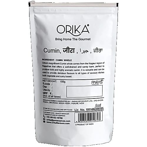Orika Cumin - Whole, 100 g Pouch