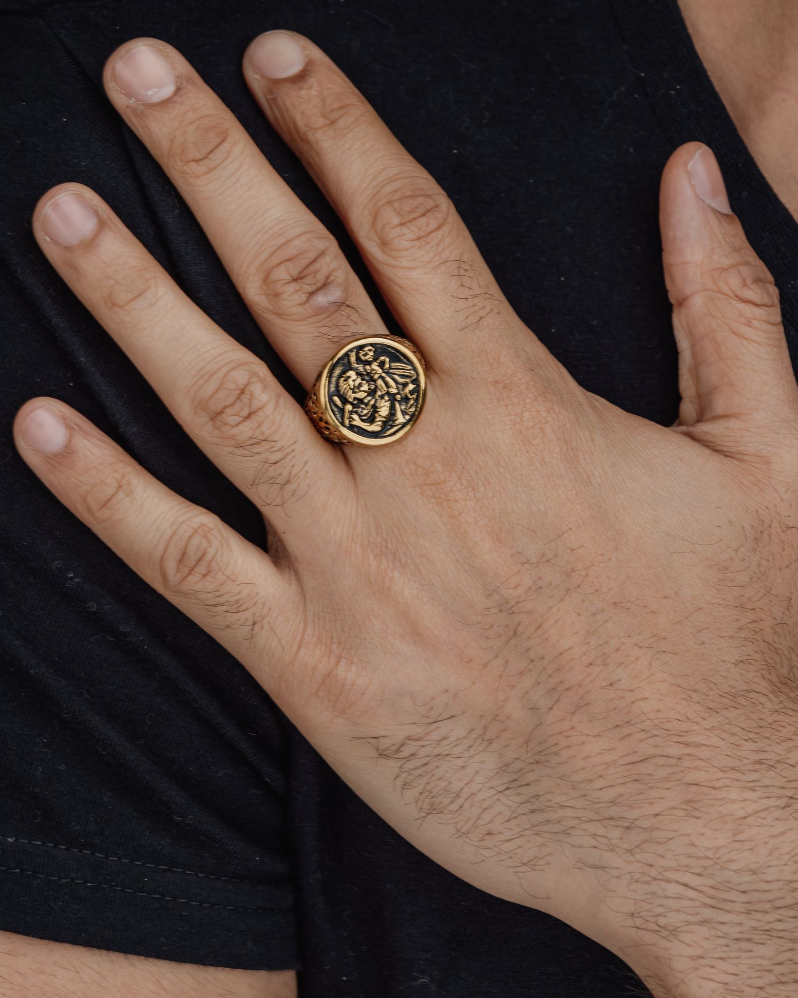ST. CHRISTOPHER RING (GOLD)-S