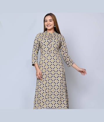 MAUKA - Beige Rayon Women's Straight Kurti ( Pack of 1 )