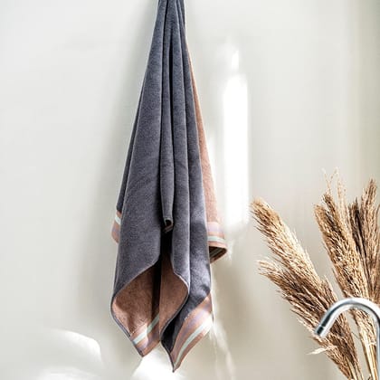 DDECOR - Zest Collection 100% Cotton Bomboo Plains And Textures Pattern 500TC Bath Towel |75 CM X 150 CM| - Grey