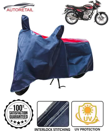 Autoretail Dust Proof Two Wheeler Polyster Cover With (Mirror Pocket) for Bajaj Discover 100T with Buckle Lock (Red & Blue)