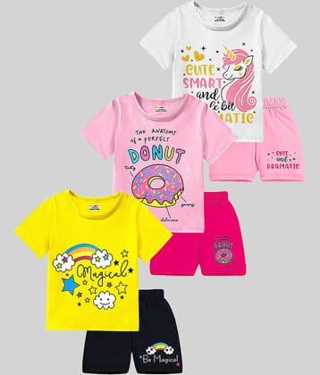 Kuchipoo Pack of 3 Girls Cotton Blend Nightsuit Set ( Multicolor 14 )