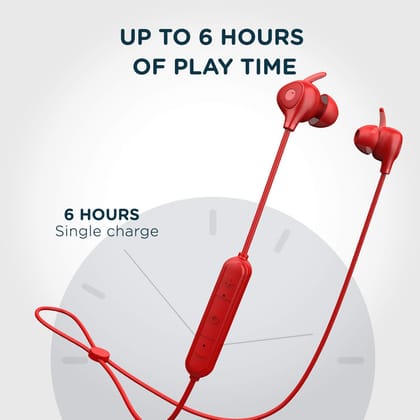 Pebble Dash Wireless Sport Earphones with Magnetic Earbuds and in-line Control (Red)