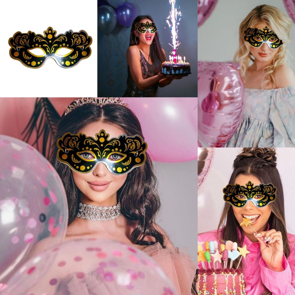 Mehendi Sangeet Stage Perofrmance Black Mask For Dancers - 4Pc