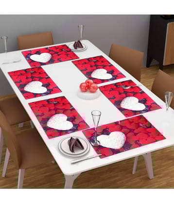 PVC Graphic Rectangle Table Mats (45 cm x 30 cm) Pack of 6 - Red