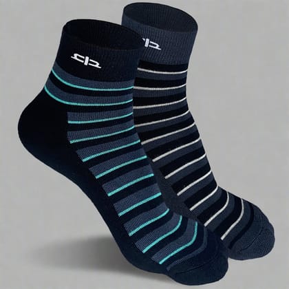 Bamboo Stripe Quarter Socks - 2 Pairs-Black | Grey