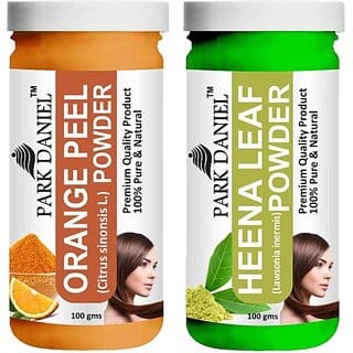 PARK DANIEL Pure & Natural Orange Powder & Heena Leaf Powder Combo Pack of 2 Bottles of 100 gm (200 gm ) (200 ml)