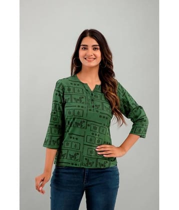 FabbibaPrints Women's Rayon Regular Top ( Green )