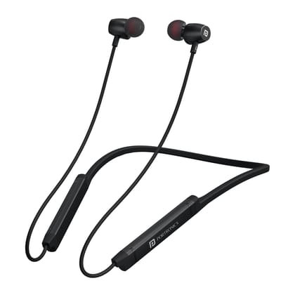 Portronics Harmonics Z9 Wireless Bluetooth in Ear Neckband with Mic, 40 Hours Playtime, Metallic Finish, BT5.3V, 10mm Dynamic Driver, Dual Pairing, Magnetic Buds, Type C Fast Charging (Black)