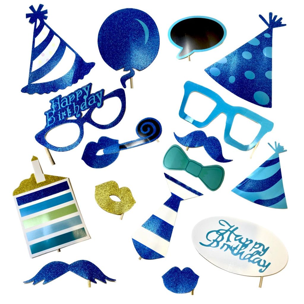 HBD Blue Props - 20PC - Party and Festive Needs | Buy online on ZillyBuy