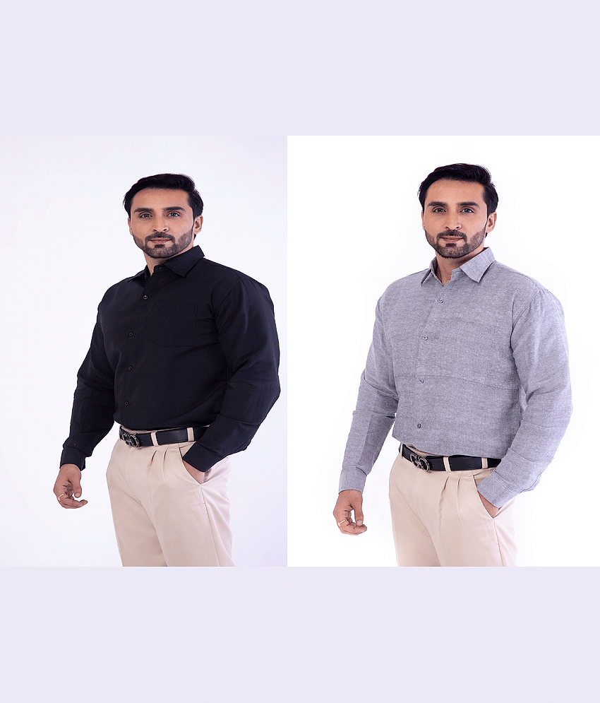 DESHBANDHU DBK 100% Cotton Regular Fit Solids Men's Casual Shirt - Multi ( Pack of 2 )