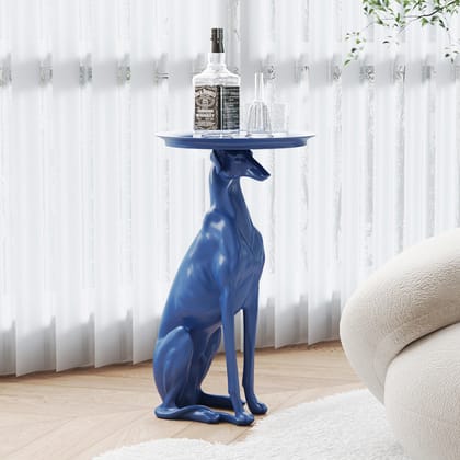 GreyHound Dog Side Table-Blue