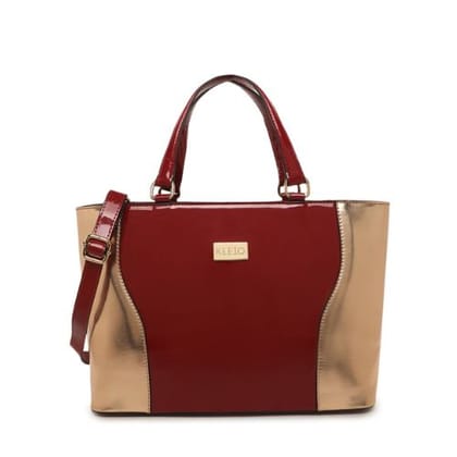 Burgeon Patent Dual Tone Handbag-Maroon