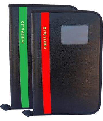 Kopila PU Leather document certificate file folder Set of-2 With 20 Leefs (A4/FS)