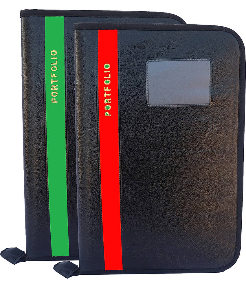 Kopila PU Leather document certificate file folder Set of-2 With 20 Leefs (A4/FS)