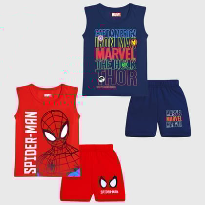 KUCHIPOO @MARVEL Baby Boys Half Sleeves T-Shirts and Shorts Set-12- 18 Months