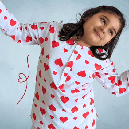 Cotton Night Wear for Kids | Hearts-1-2Y