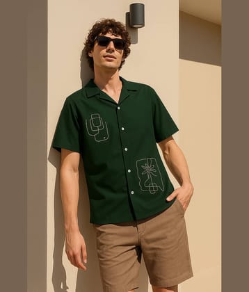 FTX Polyester Regular Fit Embroidered Half Sleeves Men's Casual Shirt - Olive ( Pack of 1 )
