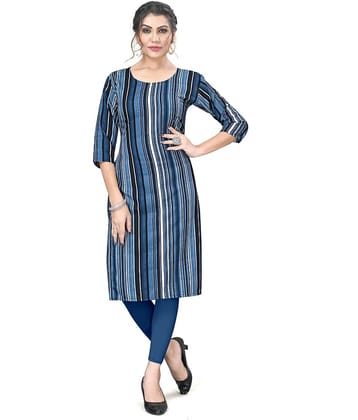 AK FASHION MALL Pack of 1 Crepe Printed Straight Women's Kurti - ( Multicolor )