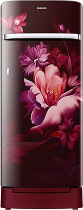 Samsung 215 L, 4 Star, Digital Inverter, Direct-Cool Single Door Refrigerator (RR23D2H34RZ/HL, Midnight Blossom Red, Base Stand Drawer)