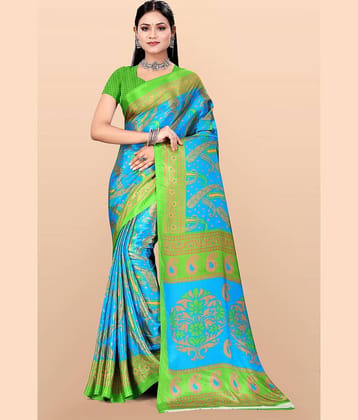 LEELAVATI Crepe Printed Saree With Unstitched Blouse Piece ( Multicolor )