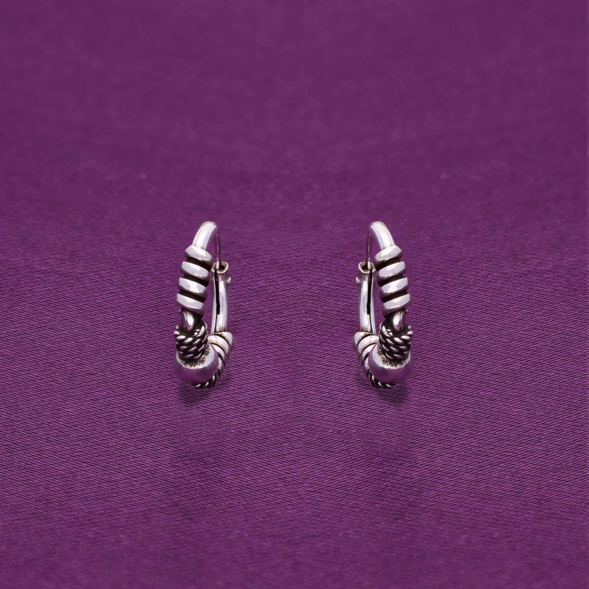 Sterling Classic Twists Silver Hoops Earrings-None / Oxidised Silver