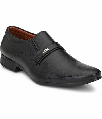 John Karsun Black Men's Slip On Formal Shoes