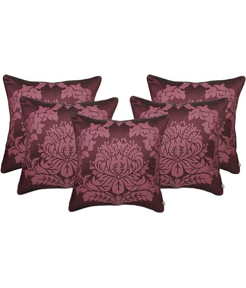 Zubix Purple Polyester Cushion Covers Set Of 5