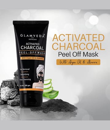 Glamveda Charcoal Peel Off Mask With Argan Oil and Aloe Vera, Blackhead Remover 100gm (Pack of 1)
