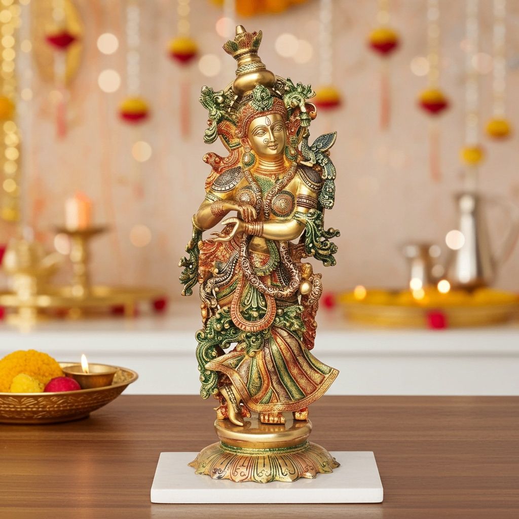 Brass Radha Ji Statue - Handcrafted Brass Idol, Height : 24.7 Inch (BSMAS1379 R)