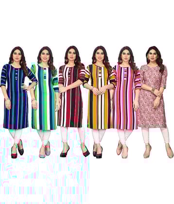 KETAKI FASHION Crepe Printed Straight Women's Kurti - Multicoloured ( Pack of 6 )