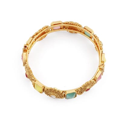 Rajwadi Matt Gold Plated  Screw Openable Kada Bangles set of 2