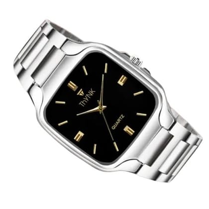 Thynk Men's Black Dial Watch with Silver Metal Strap, Stylish Analog Wristwatch Thynk Men's Black Dial Watch with Silver Metal Strap, Stylish Analog Wristwatch