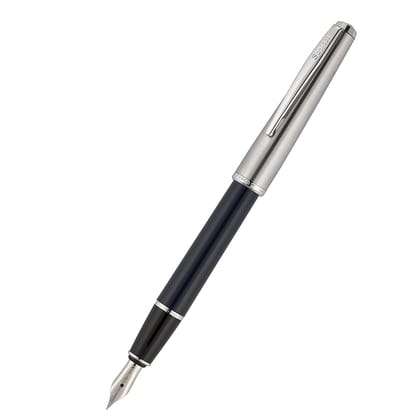 Scrikss Metropolis 78 Black Fountain Ink Pen With Medium Size Nib,Stainless Steel Cap, Chrome Trims, Mounted Converter