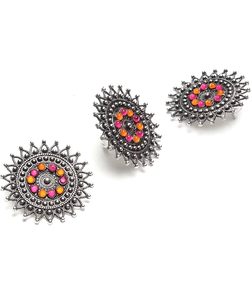 PUJVI - Multi Color Huggies Earrings ( Pack of 1 )