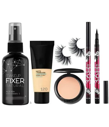 swenky makeup fixer foundation compact waterproof eyeliner & false eyelash (Pack of 6)