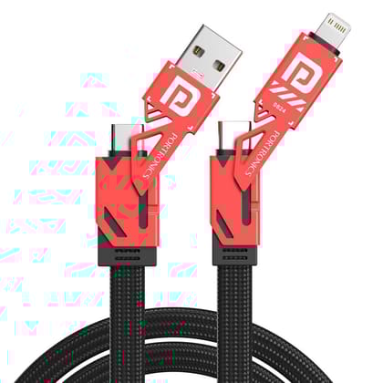 Portronics ProCharge 4 in 1 60W Multifunctional Cable, Zinc Metal Alloy Head