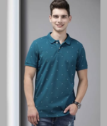 Merriment Pack of 1 Cotton Blend Regular Fit Printed Half Sleeves Men's Polo T Shirt ( Purple )