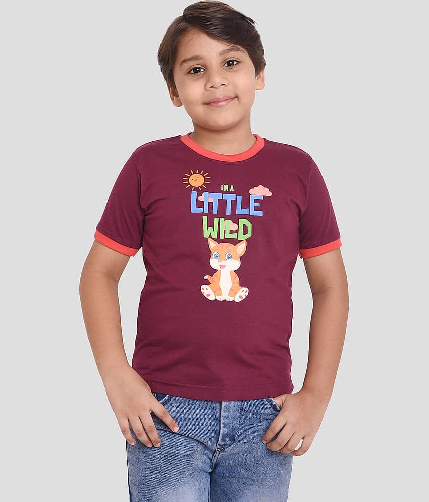 Neo Garments Pack of 2 Boys Cotton T-Shirt ( Maroon )